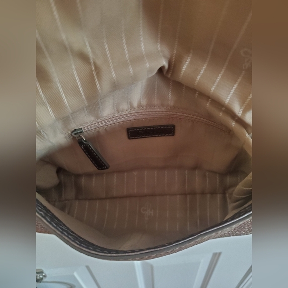 Cole Haan Metallic Gunmetal Pebbled Leather Shoulder Bag/ crossbody - Picture 14 of 16